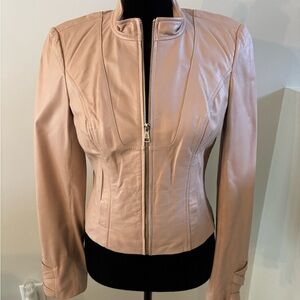Pink bebe Genuine Leather Jacket in XS. Like New!